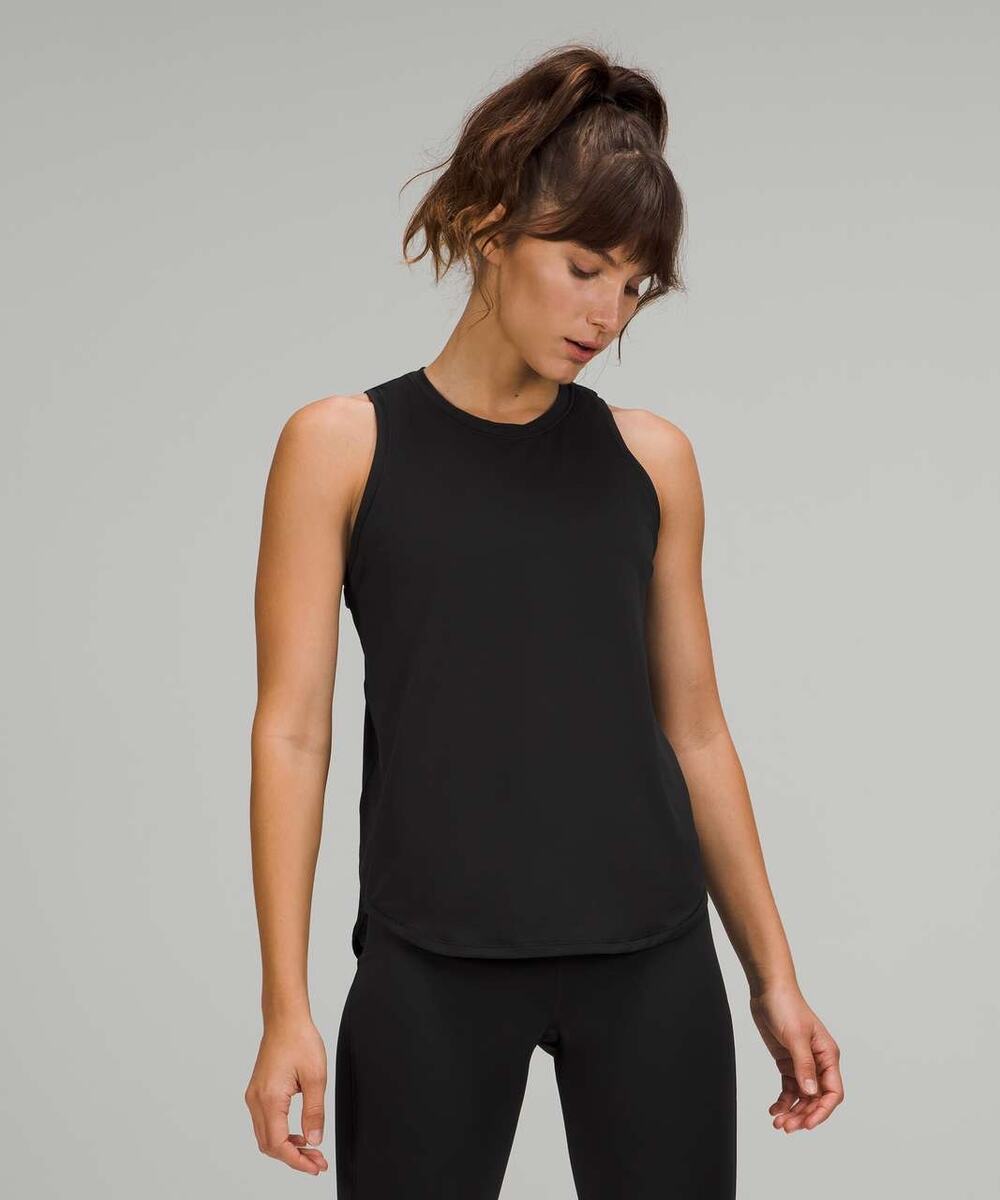 Lululemon High Neck Run and Train Black Tank Top